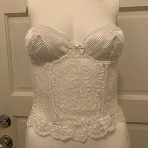 La Perla White Pleated and Lace Bustier 34B/34/C
